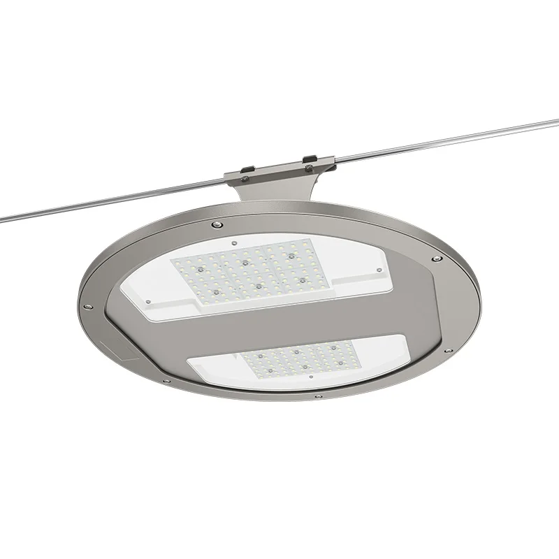 LED Catenary Street Lighting Fixture for the Middle of the Road on Steel Cables