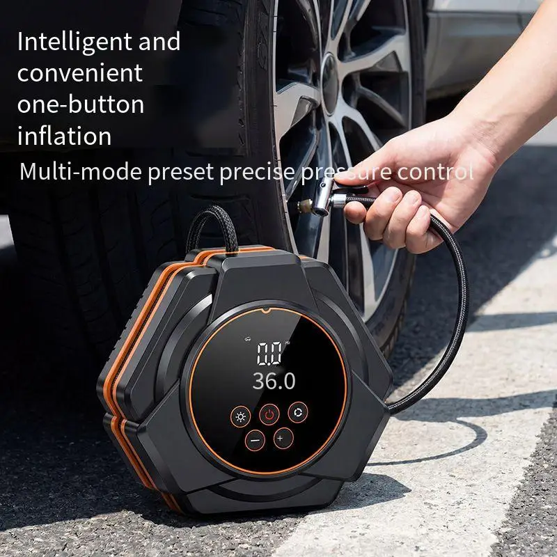 

Автоматический электрический насос для шин автомобилей и мотоциклов с LED-подсветкой и предустановленным давлением, функцией автоматического отключения