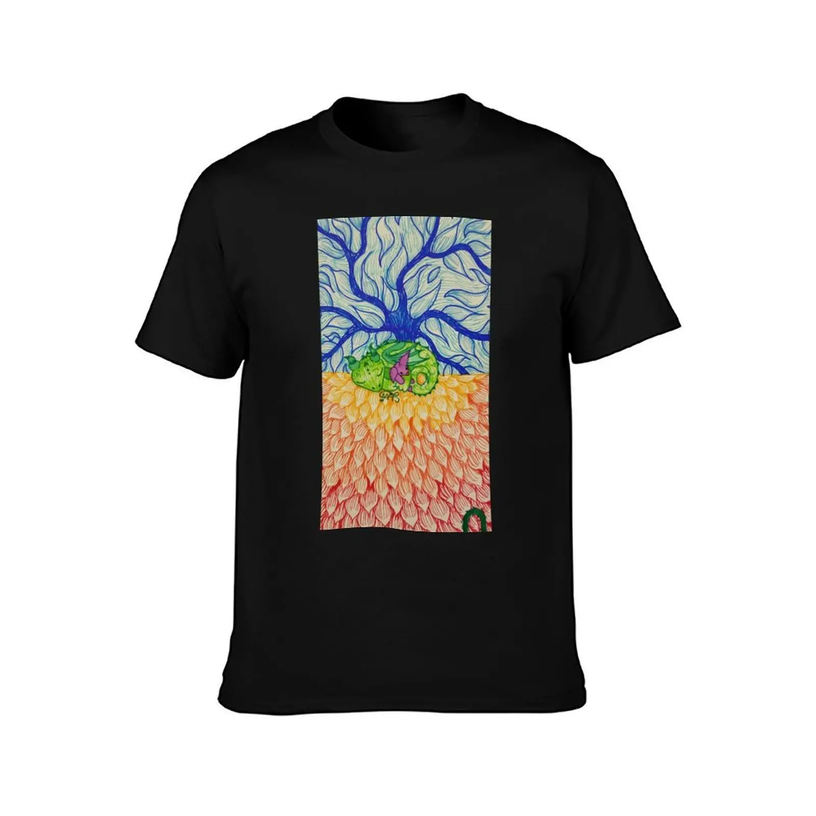 Cuddly Dragon T-Shirt, Summer Casual Cotton Tee, Oversized Streetwear Tops, Vintage Graphic Print, Loose Fit Short Sleeve