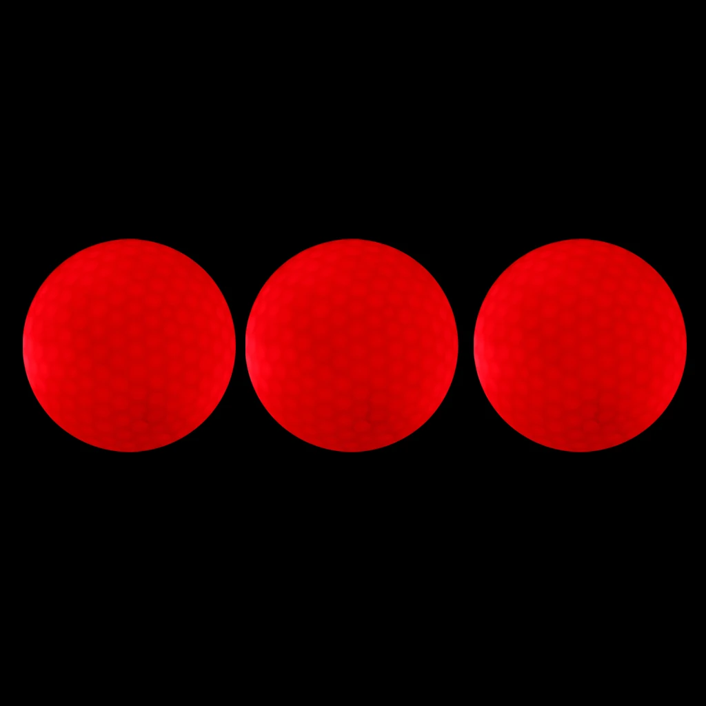 Set di 3 palline da golf LED rosse notturne Palline standard da 42,6 mm e palline da golf elastiche a doppio strato