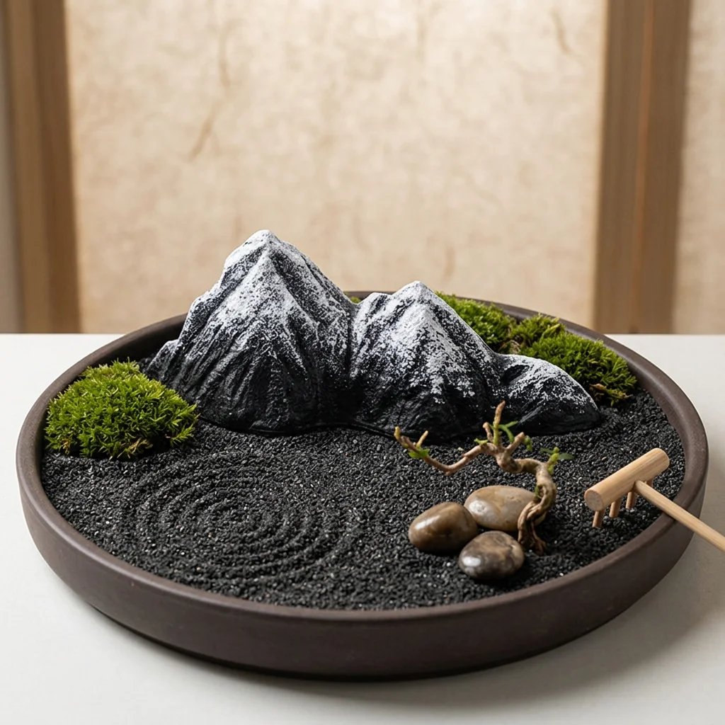 Zen-style Aquarium Rock Ornament Mini Landscape Resin Stone for Fish Tank Decoration Waterproof Ink Snow Mountain Style