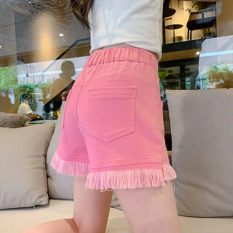 شورت جينز متوتر للفتيات، شورت صيفي، مثالي للمراهقين، مناسب للعطلات غير الرسمية والشاطئ