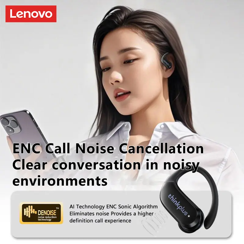 سماعات رأس بلوتوث 5.4 Lenovo XT55 OWS، طويلة التحمل، صوت ستيريو HiFi، تقليل الضوضاء، سماعات أذن رياضية لاسلكية - 4