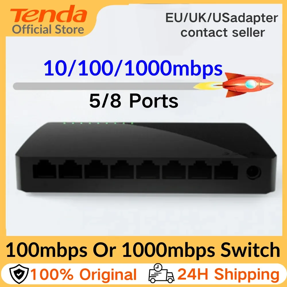 Tenda-switch ethernet gigabit, switch de rede ethernet, switch wifi inteligente, 5 ou 8 portas, 1000mbps, 10x rápido, slan