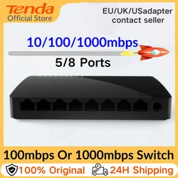 Tenda-conmutador Gigabit Ethernet de 5/8 puertos, conmutador WIFI inteligente de escritorio, 1000Mbps, 10xfast, RJ45