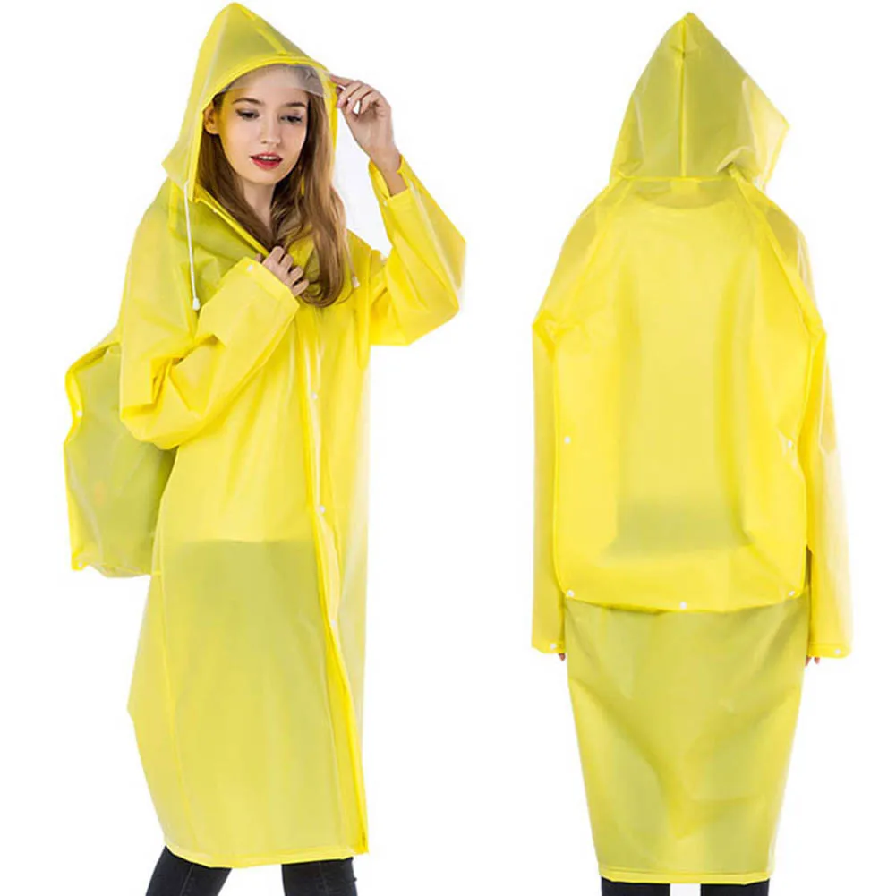 Men Women Hooded Raincoat EVA Waterproof Long Rainwear Poncho Rain Coat With Schoolbag Position