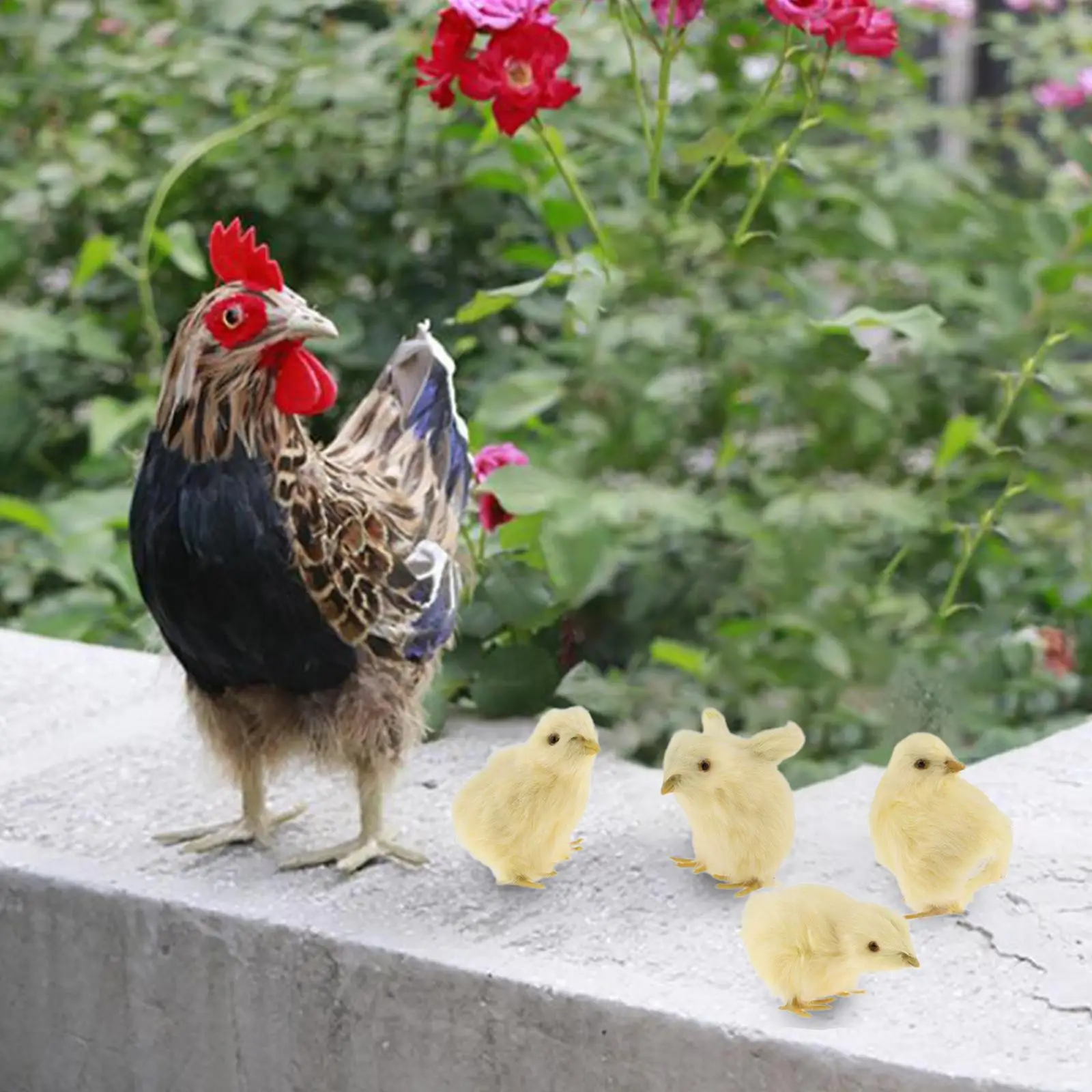 

Декоративная фигурка курицы с 4 цыплятами, сельскохозяйственная тематика, ручная работа, для магазина, газона, патио