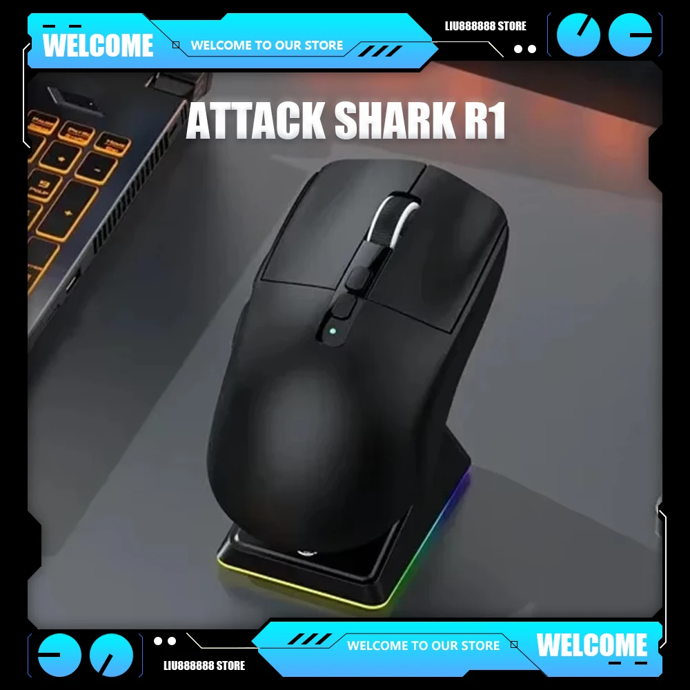 Attack Shark X6 PAW3395 Gaming Mouse 3 Mode RGB 2.4G Wireless Bluetooth Wireless Customize Mouse Touch Magnetic Charging Base