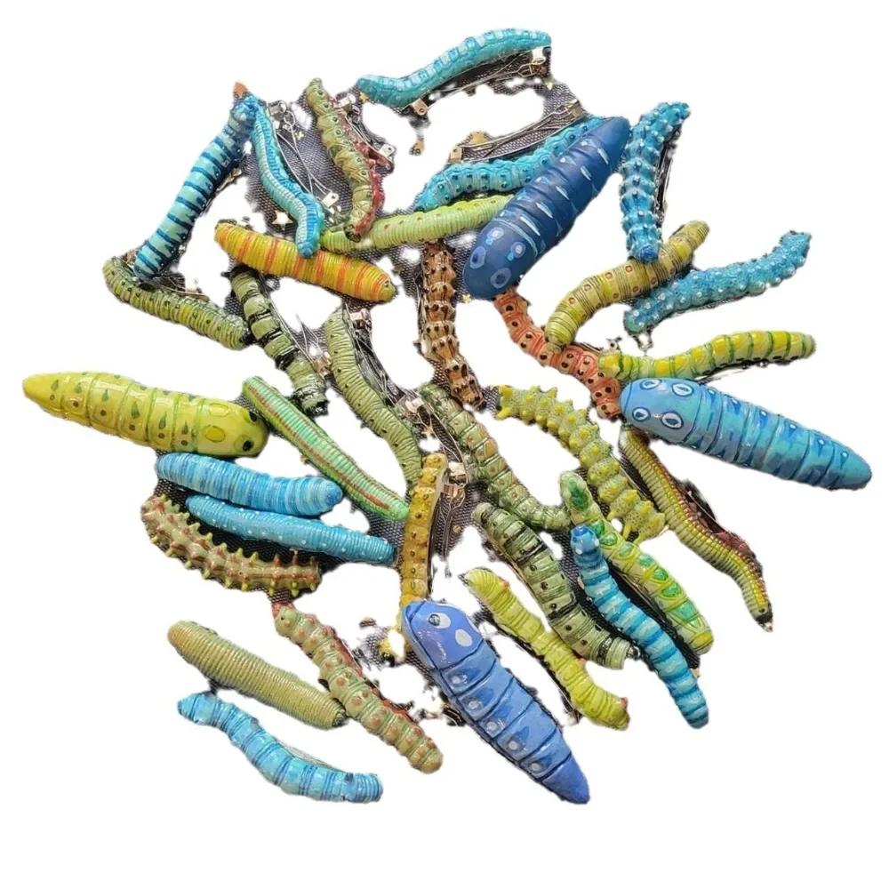 

12 шт. жуткие заколки для волос CATERPILLAR — идеально подходят для вечеринок на Хэллоуин и розыгрышей, прочный пластик, аксессуары для волос Caterpillars