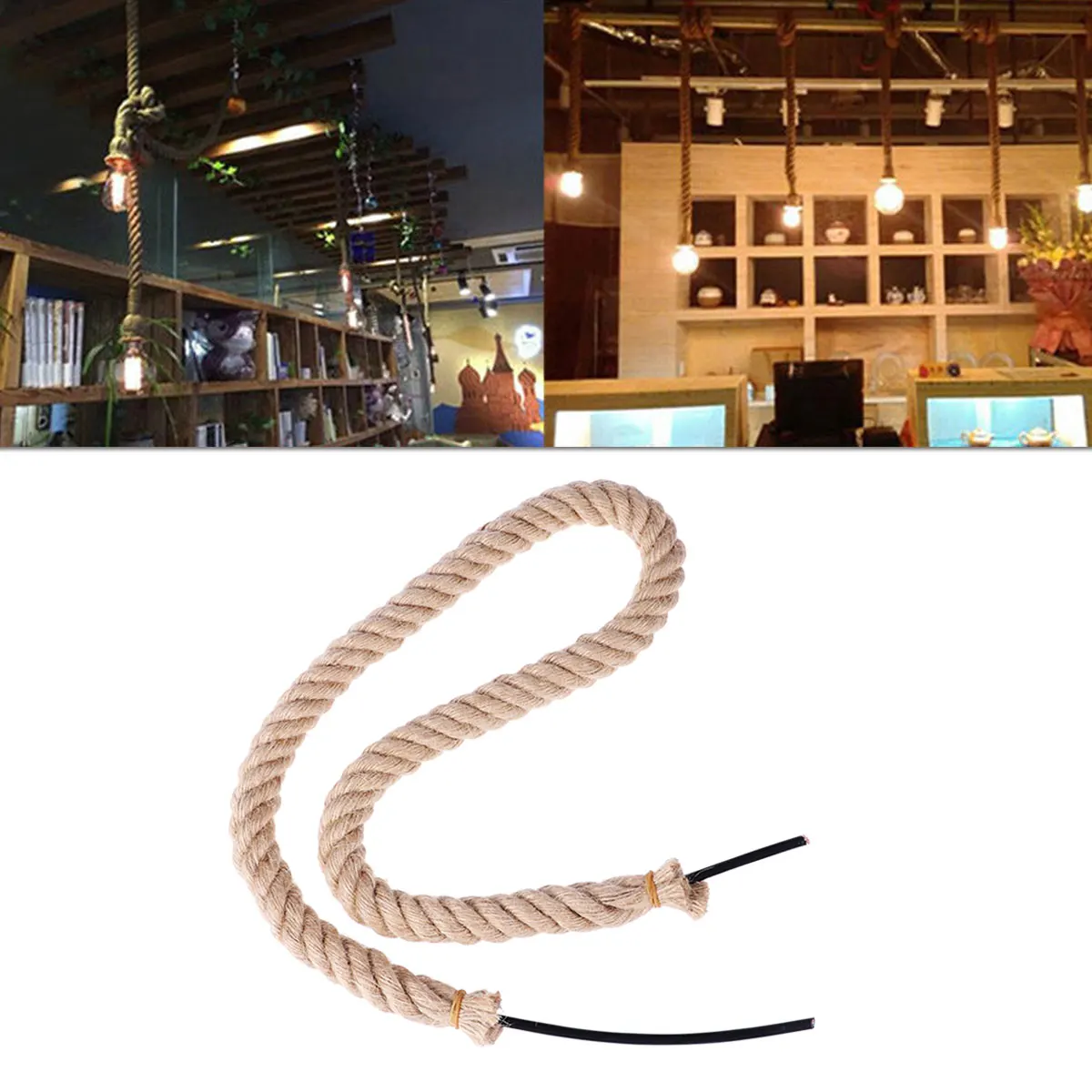 

Retro Hemp Rope Decorative Wire Copper Core Cable for Lighting Twine DIY Vintage Industrial Age Charm Electrical Wire