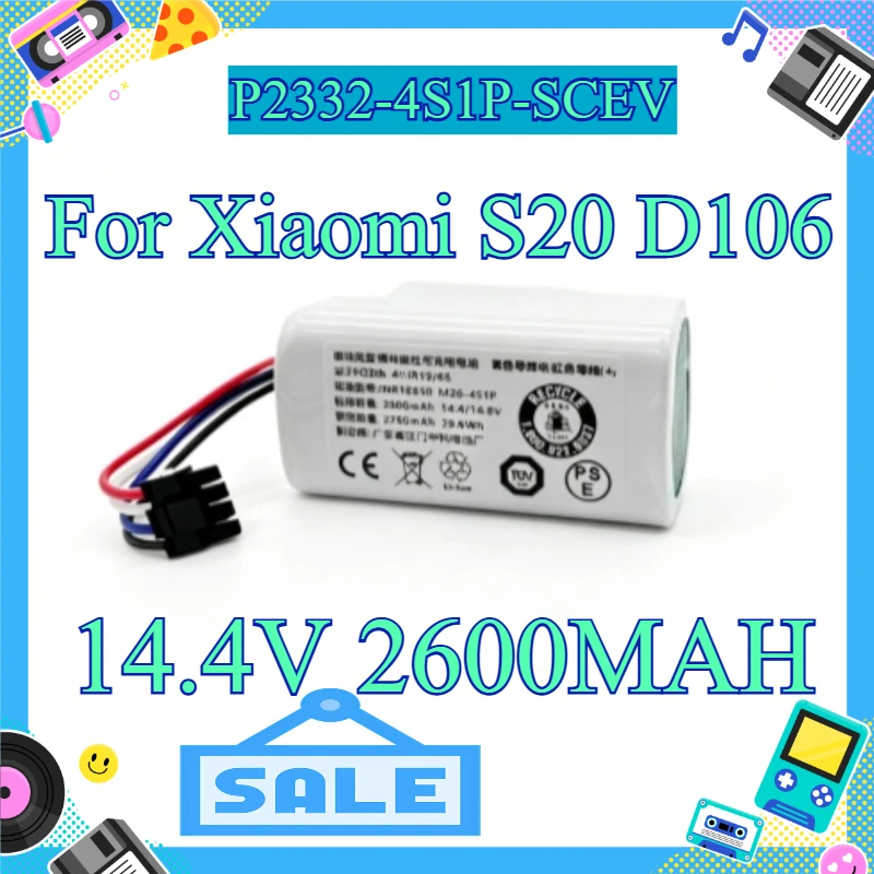 14.4V 2600MAH `Rechargeable Replacement Robot Vacuum Battery For Xiaomi S20, D106