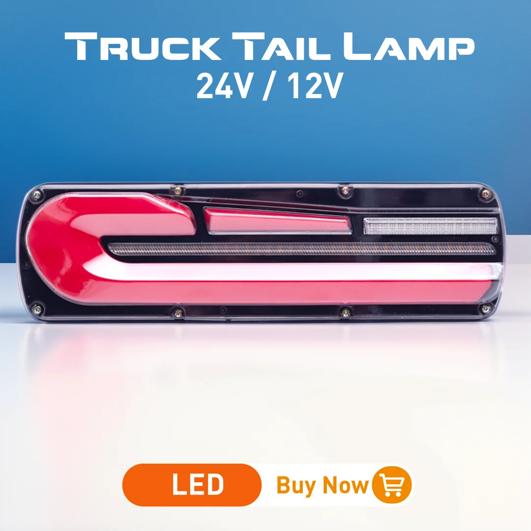 Truck Tail Lamp Assembly New 12V 24V Bright Waterproof LED Flowing Water Steering Trailer Universal Modification Anti-collision