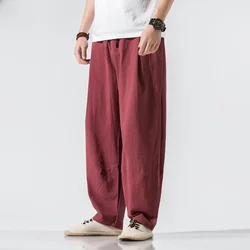 Baggy Harem Autumn Winter Linen Loose Men's Casual Pants Black Wide Hip Hop Hippie Male Trousers Pocket Sale Big Size Xxxl Trend