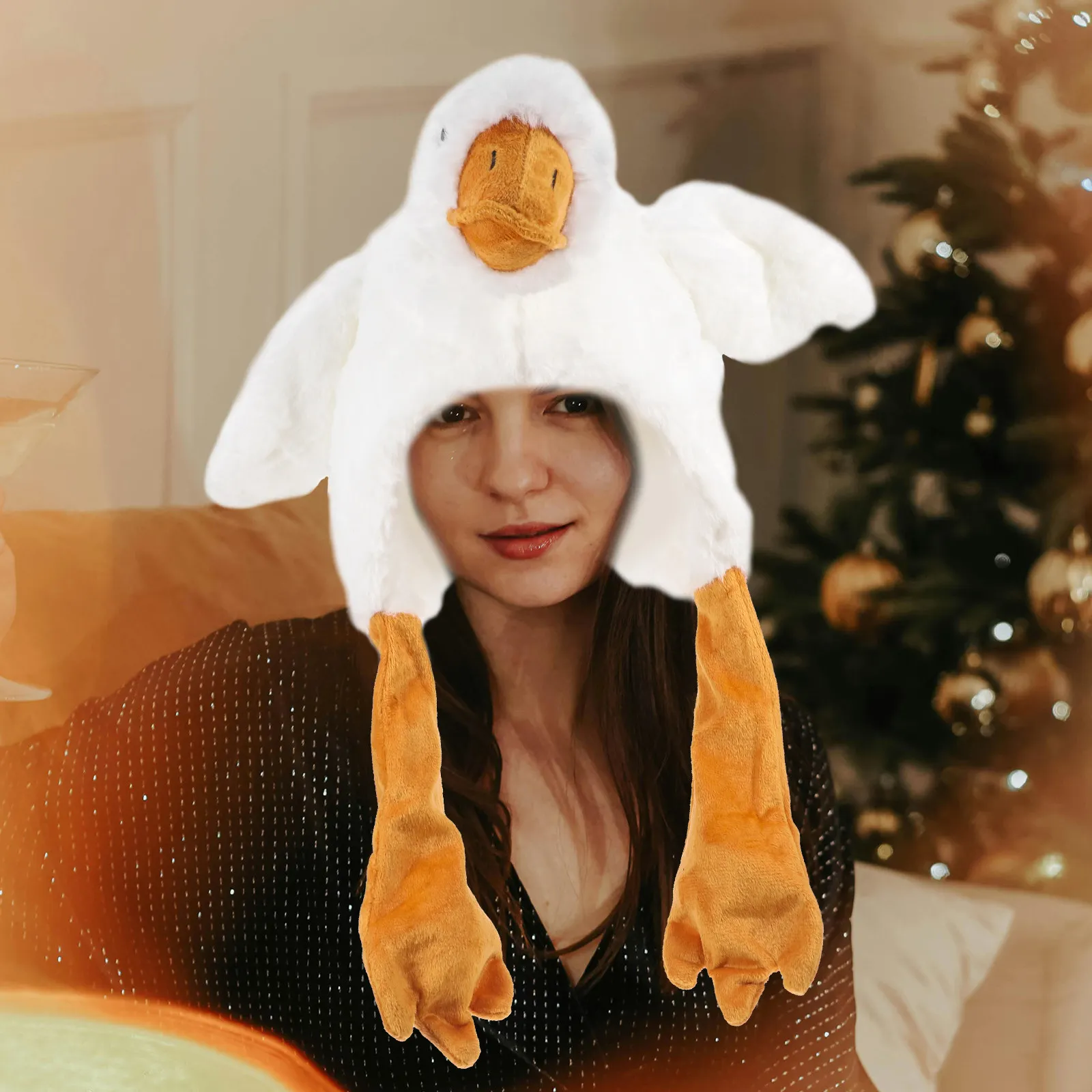 Adorabile Cappuccio a Forma di Oca Grande, Cuscino Morbido per Abbracciare, Ideale per Servizi Fotografici e Spettacoli, Peluche a Forma di Oca
