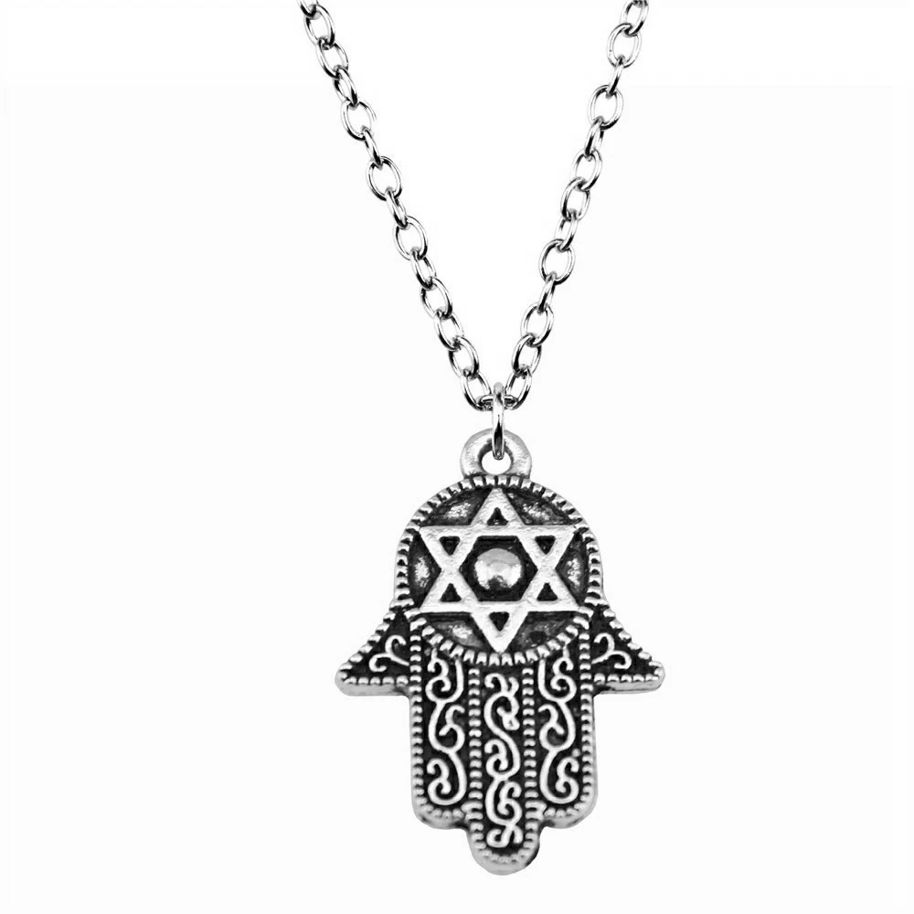 1pcs Hand With Star Of David Choker Nail Charms Supplies For Jewelry For You Chain Length 43+5cm
