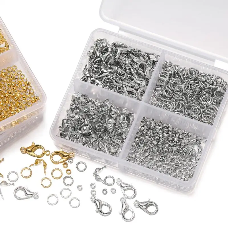 500 Stück/Box Schmuckherstellungsset, Karabinerverschlüsse & Biegeringe mit Box für DIY-Ketten, Halsketten, Armbänder, Fußkettchen, Zubehör, Verbindungsstücke – Detail 19