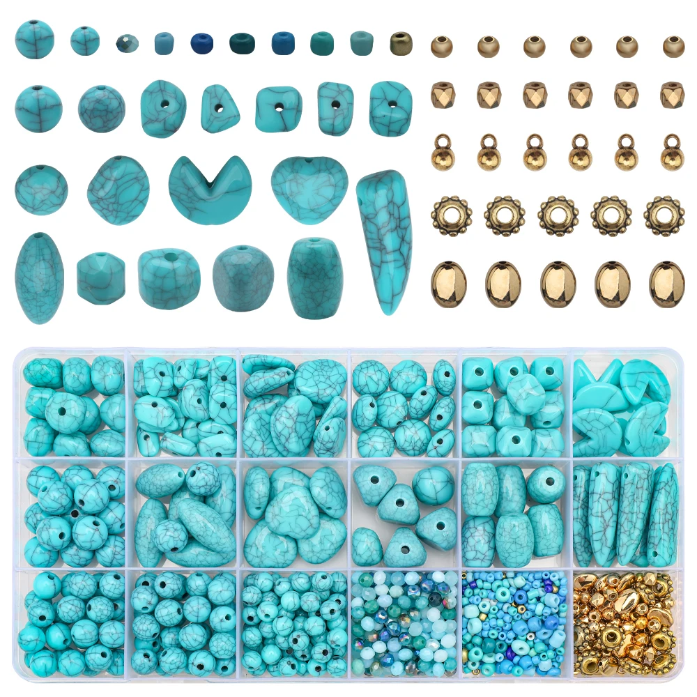 Skyblue Resin Bead Kit Retro Round Spacer Oval Round Irregular Beads for Friendship Bracelet Spring Party Decoration Making