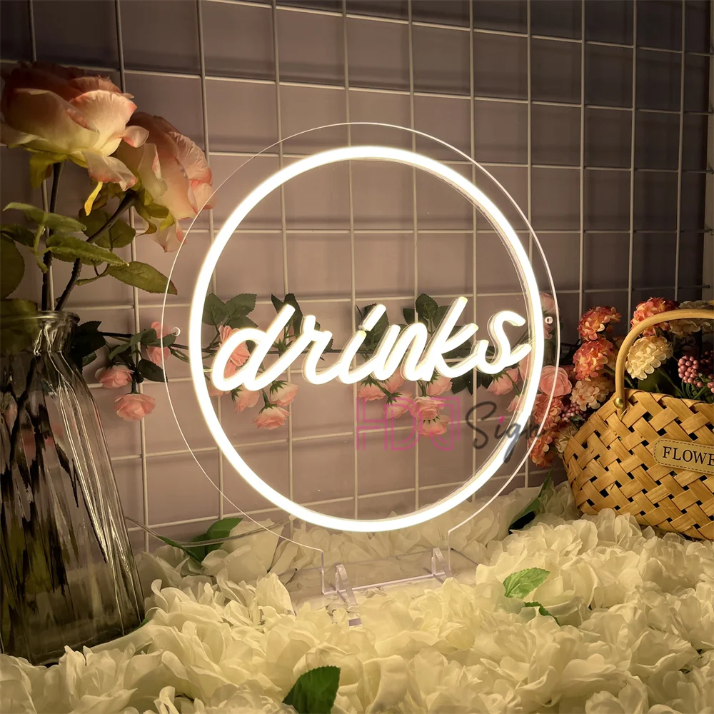 Drink Neon LED Sign Room Wall Hanging Bar Cafe Decor Business Neon Lights Signs for Restaurant Open Decoration Table Night Light