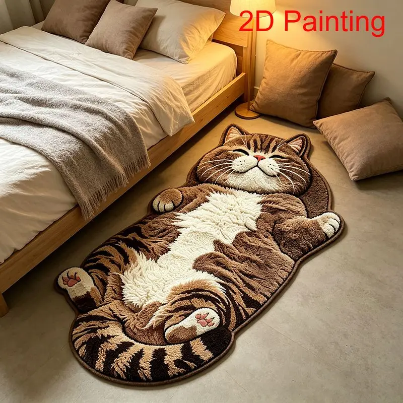 VIKAMA Lazy Sleeping Tiger Spotted Fat Cat Alien Plush Carpet Entrance Bathroom Living Room Cute Cartoon Home Floor Mat