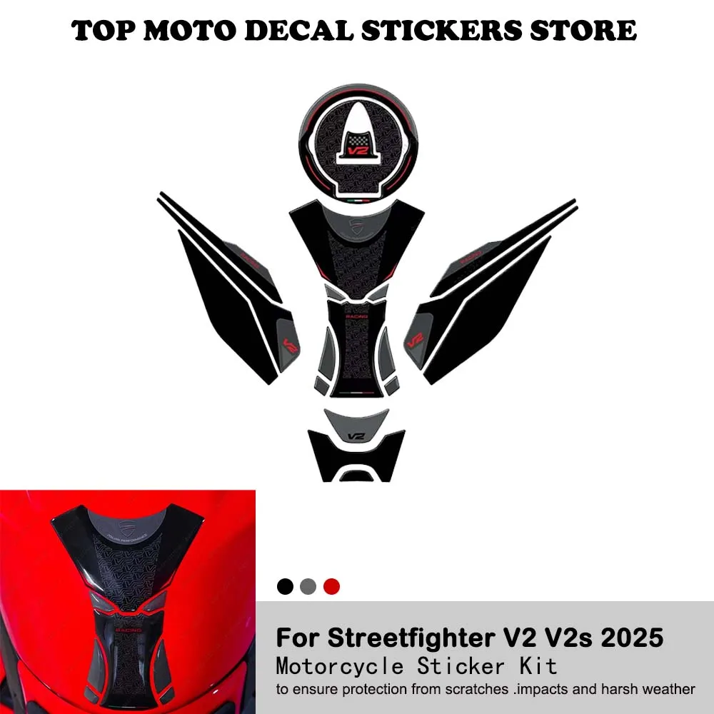 

3D Resin Sticker Waterproof Scratch-Resistant Motorcycle Tank Pad Kit Protective Sticker for Ducati Streetfighter V2 V2s 2025