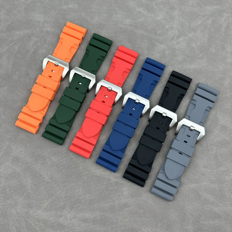 22 24 26mm For Panerai Submersible Luminor PAM Quaranta Bitempo Luna Rossa Watch Strap Rubber Soft Silicone Band Men Bracelet