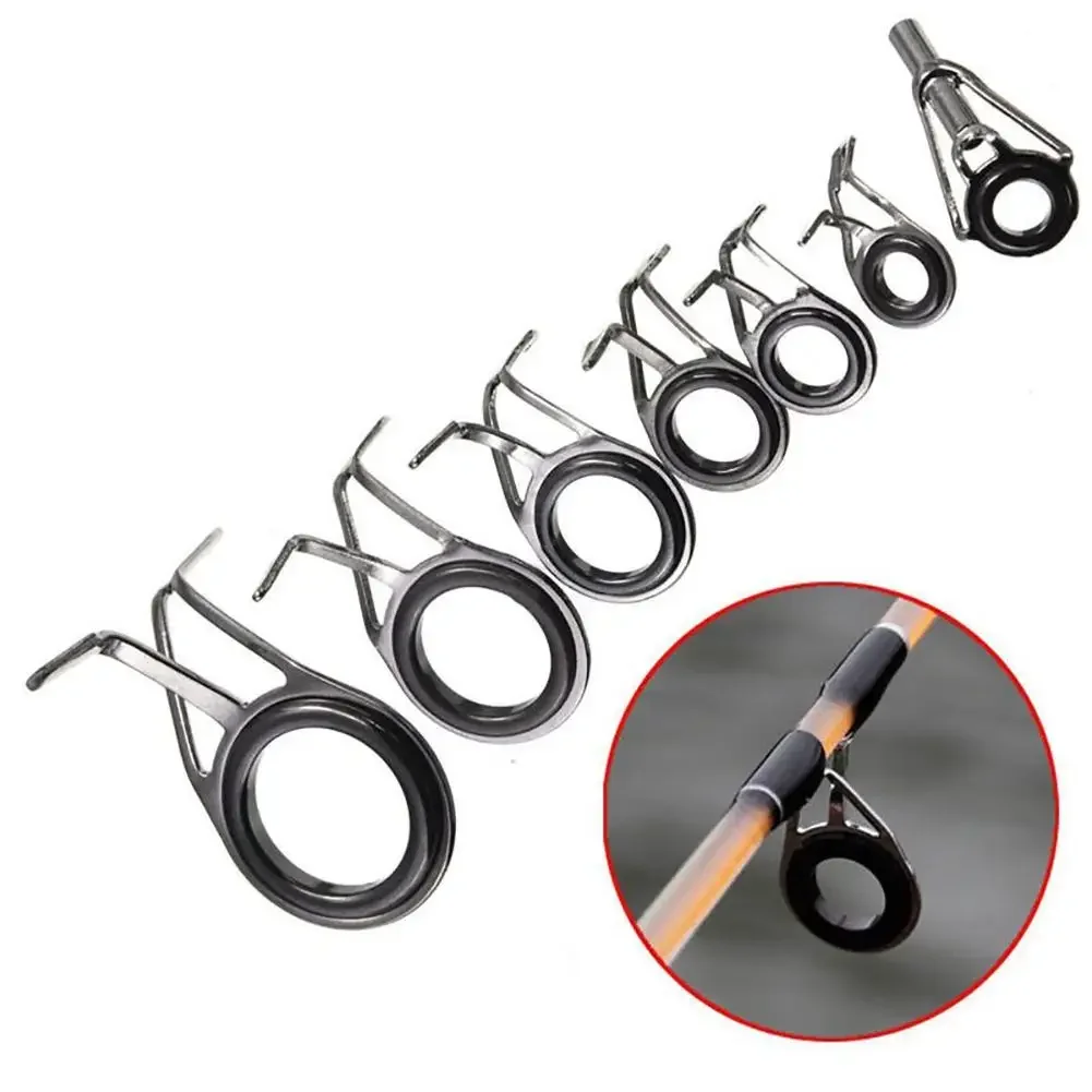 7Pcs Boat Trolling Fishing Rod Guide Eye Ring Repair Kit, Tools for Rod Building