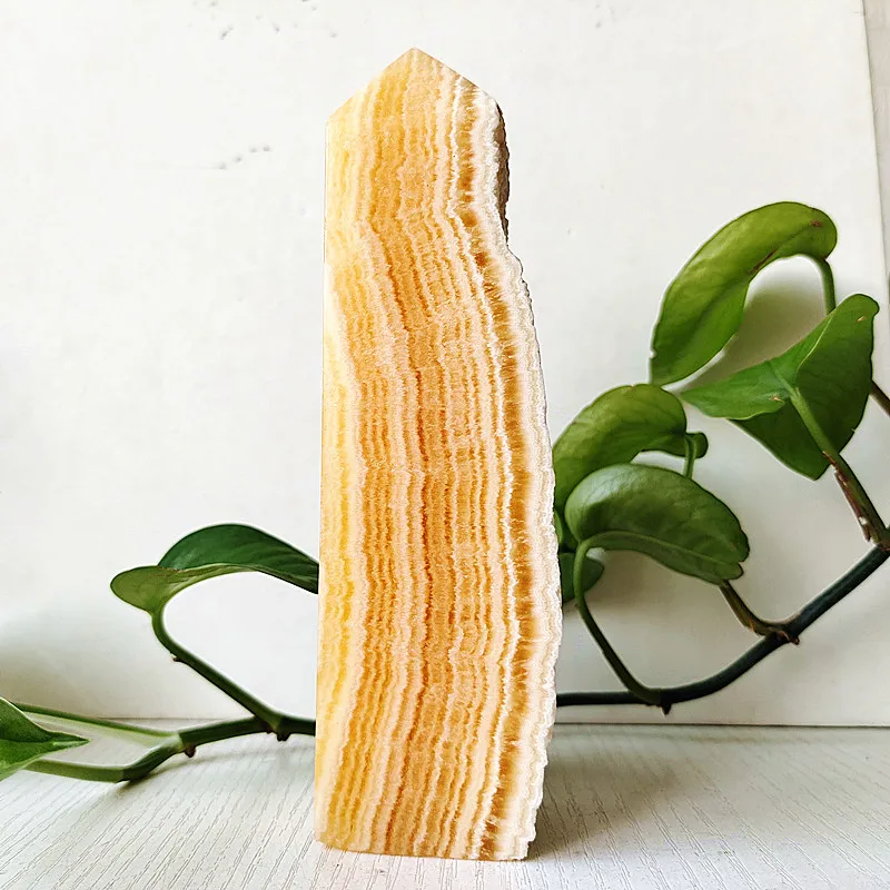 

5A Decor Natural Crystals Golden Steatite Stones Tower Room Decoration Fancy Calcite Witchcraft Energy Reiki healing Wand Point