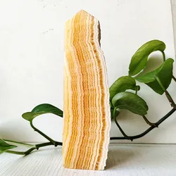 5A Decor Natural Crystals Golden Steatite Stones Tower Room Decoration Fancy Calcite Witchcraft Energy Reiki healing Wand Point