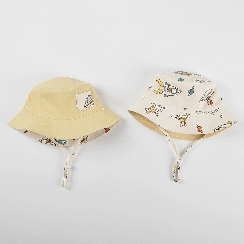 

Bucket Hat Kid Boy Girl Summer Sun Protection Big Brim Cap With Strap Beach Accessory For Outdoor Holiday Spring