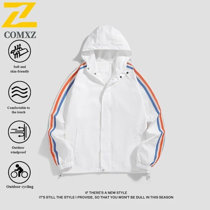 

Men's Streetwear Hooded Windbreaker Lightweight Waterproof Windbreaker Loose Fit Vintage Hong Kong Style Spring Fall Coat Jacket