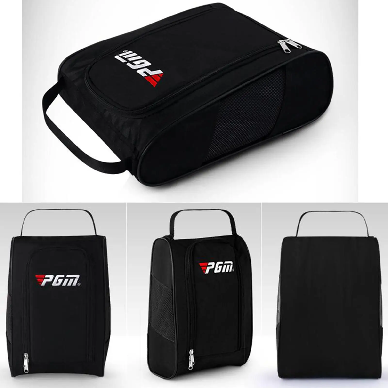 Golf Shoe Bag Sports Nylon Zipped, Water Resistant, Mesh Panel Ventilated