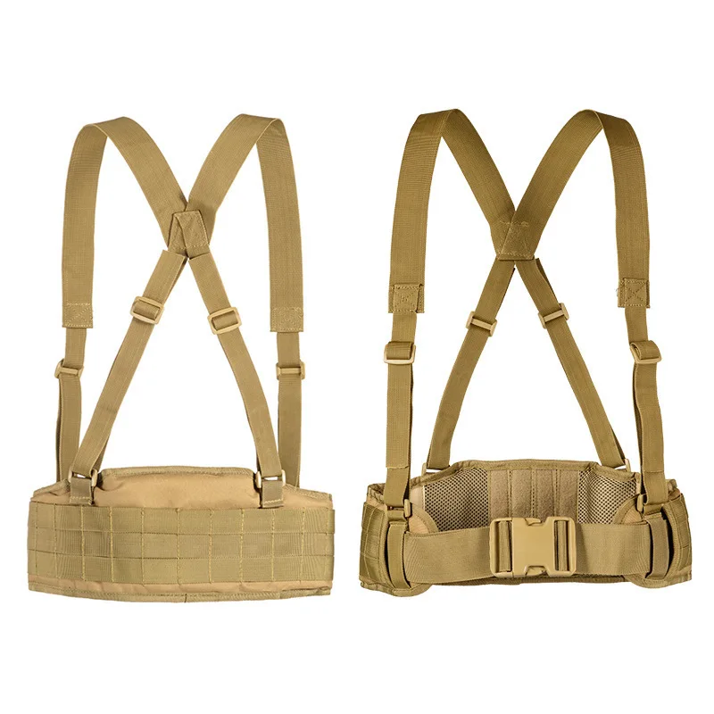 

Тактический пояс с мягкой подкладкой Molle, H-образный жилет, мужской пояс с плечевым ремнем, регулируемый ремень для тренировок на открытом воздухе, охоты