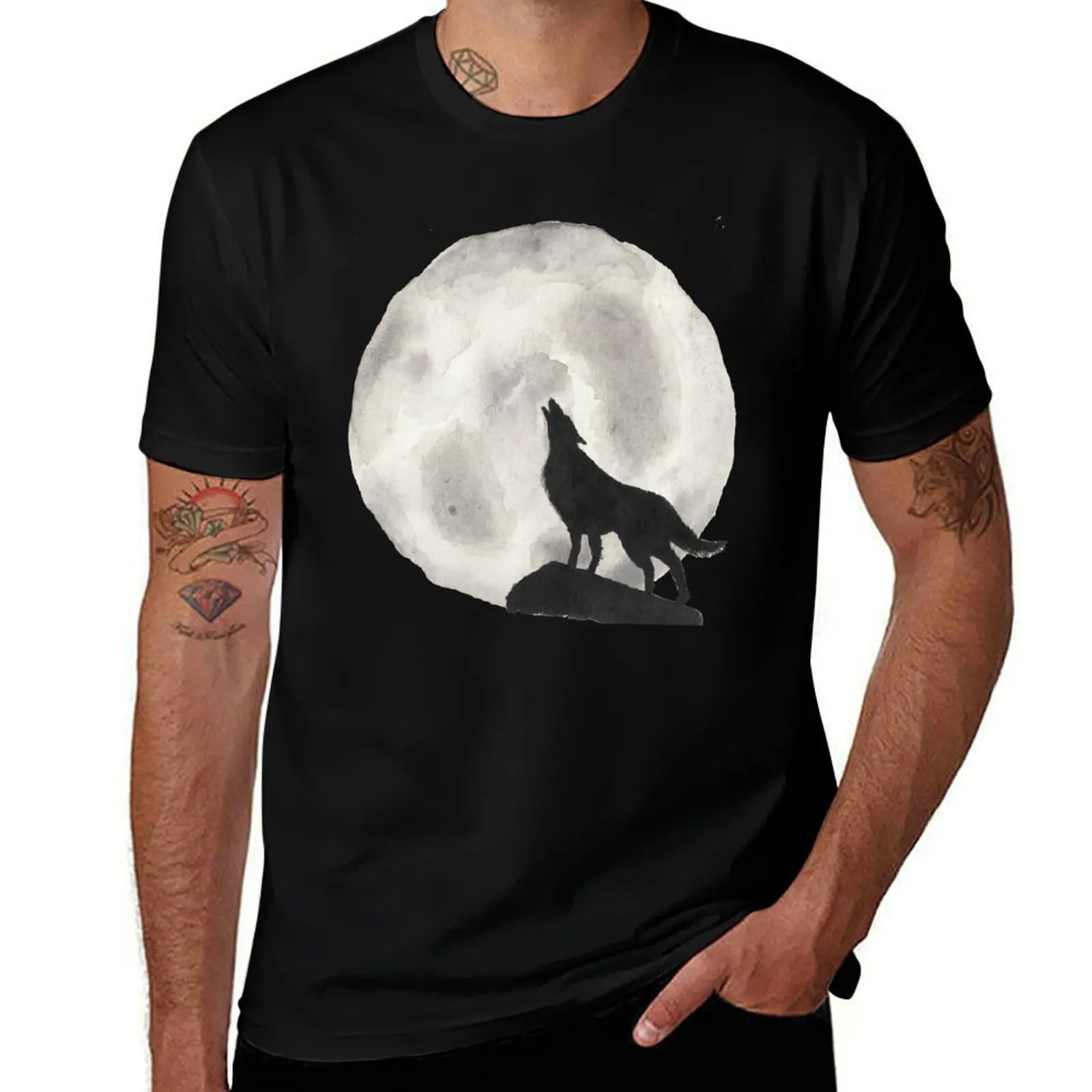 

Howl at the Moon T-Shirt t shirts for man slim fit cotton t shirt man man t shirt cotton high quality T-Shirt