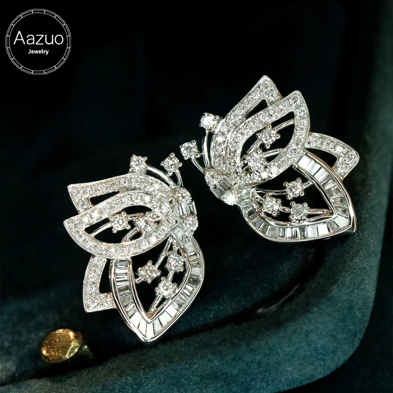 

Роскошные ювелирные изделия Aazuo, серьги-гвоздики из 18-каратного белого золота с натуральными бриллиантами и бабочкой, подарочные для женщин, расширенная свадебная вечеринка Au750