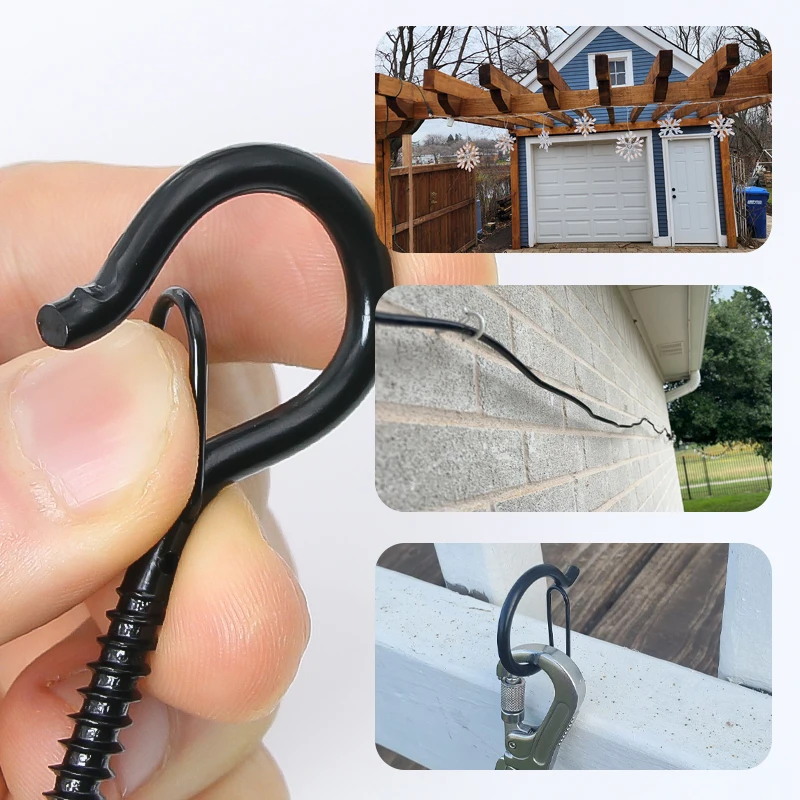 Picture 7: Q-Shaped Outdoor Hook with Safety Structure, Rotating Basket, Screw Hook, Lamp Stand, Potted Plant Buckle 5/10/20/50/100 Pcs