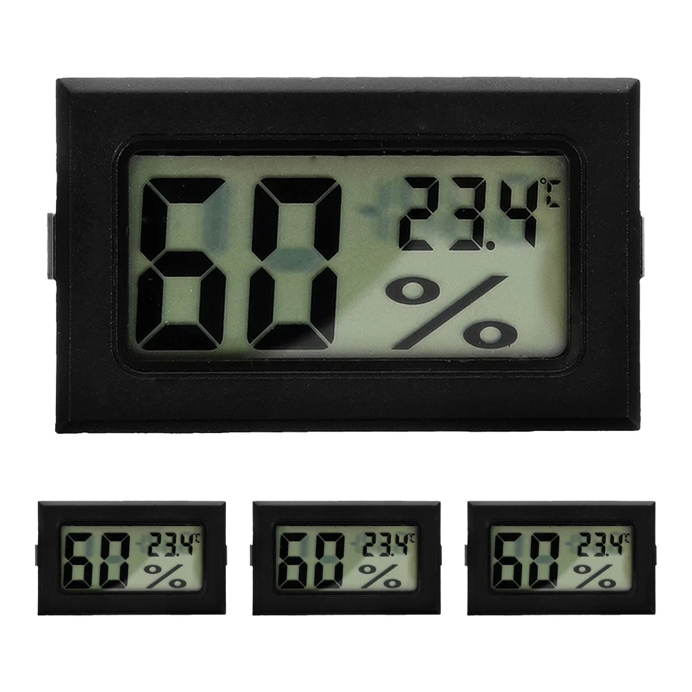 

4 Pcs Thermometer Hygrometer Temperature and Humidity Monitor Ball Python Tank Accessories Number Indoor Outdoor Black