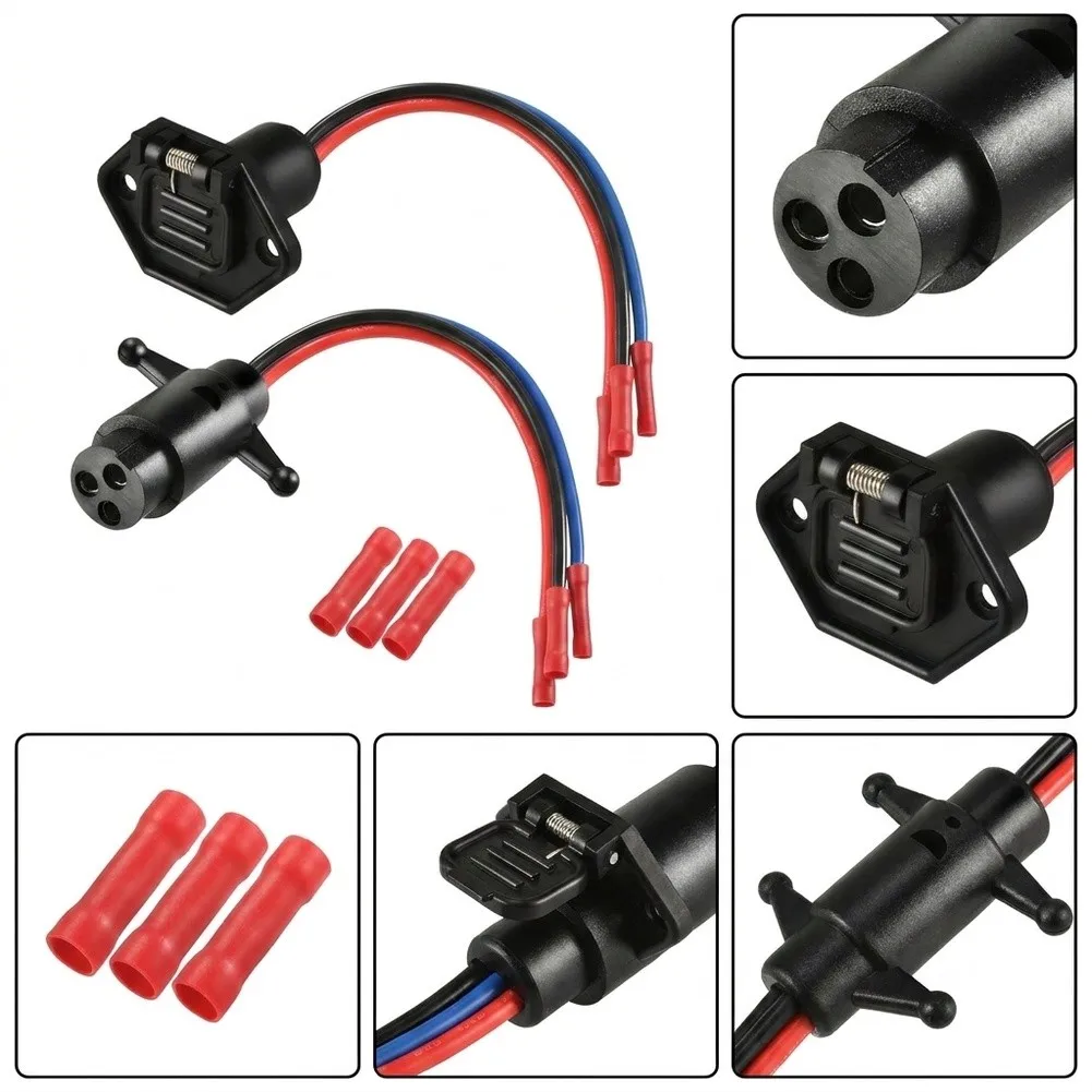 1 Set 12-24V 3 Wire Electric Trolling Motor Socket Quick Connect For Marine Battery Power Receptacle Waterproof Connector Kit