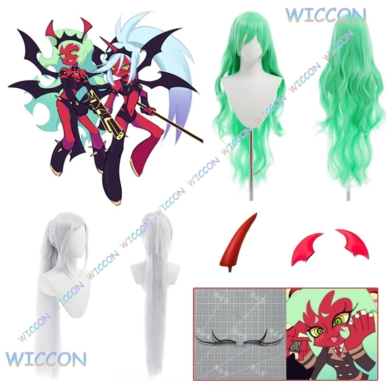

Daemon Косплей Рога Аниме ФАНТИЯ И СТОЦИЯ С ГАРТЕРОМ Пейзанте Гольфы Парик Длинные Волосы Опора Женщины Хэллоуин Ролевая Игра