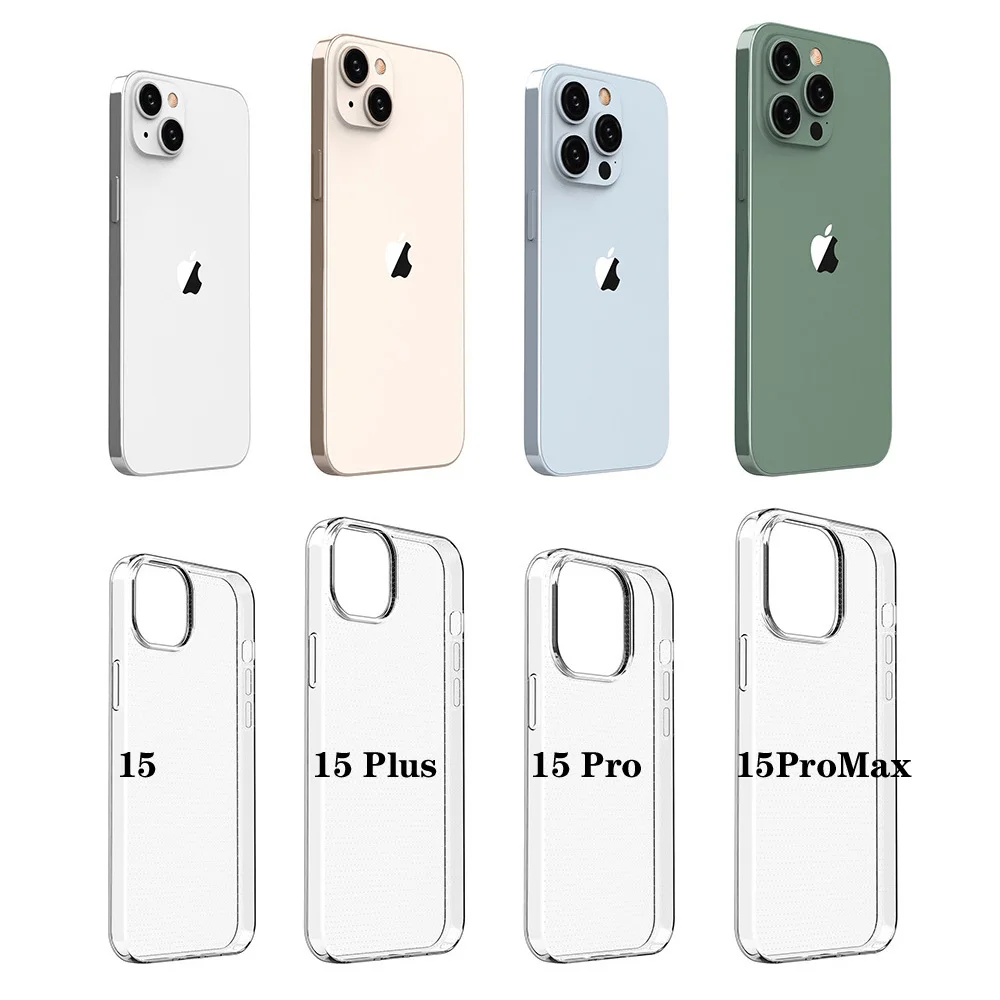 Ultra Thin Clear TPU Phone Case for iPhone 15 Funda For iPhone15 Pro Max Clear Cover iPhone 15 Plus 2023 Transparent Cover Case