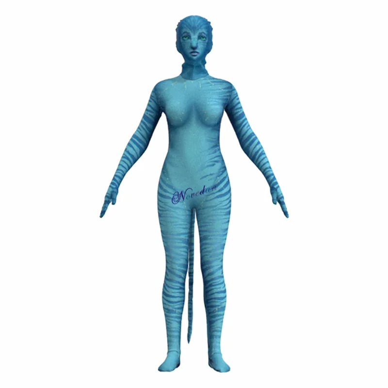 Film Avatar Cosplay Kostuum Jake Sully Neytiri Spandex Zentai Pak Battle Bodysuit Jumpsuit Staart Halloween Kostuum Vrouwen Meisjes