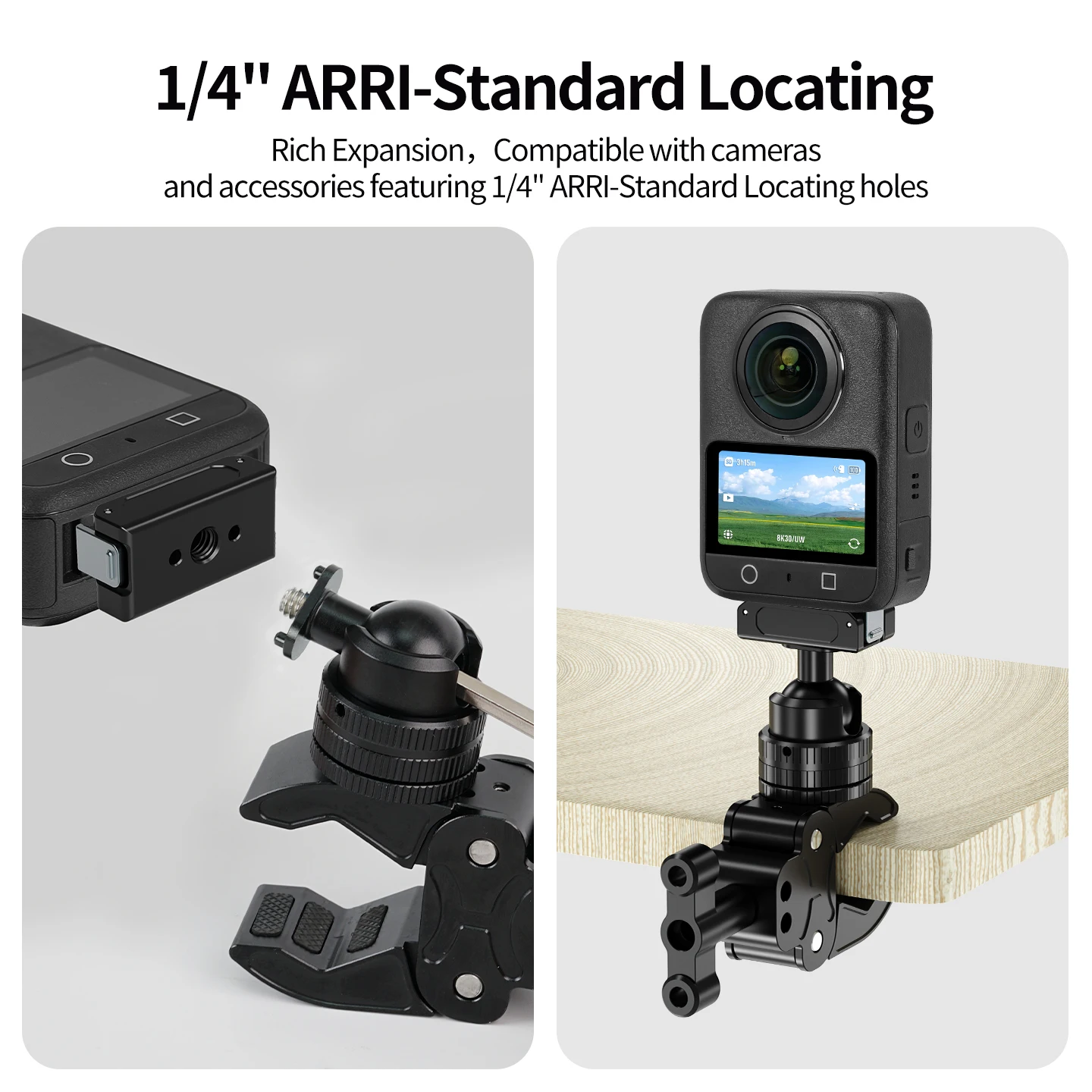 Aluminum Mini Ball Head 1/4 Arri Pin Mount 360° Rotation Tripod Head for Insta360 X5 for GoPro Hero 13 Smartphone Vlog Accessory
