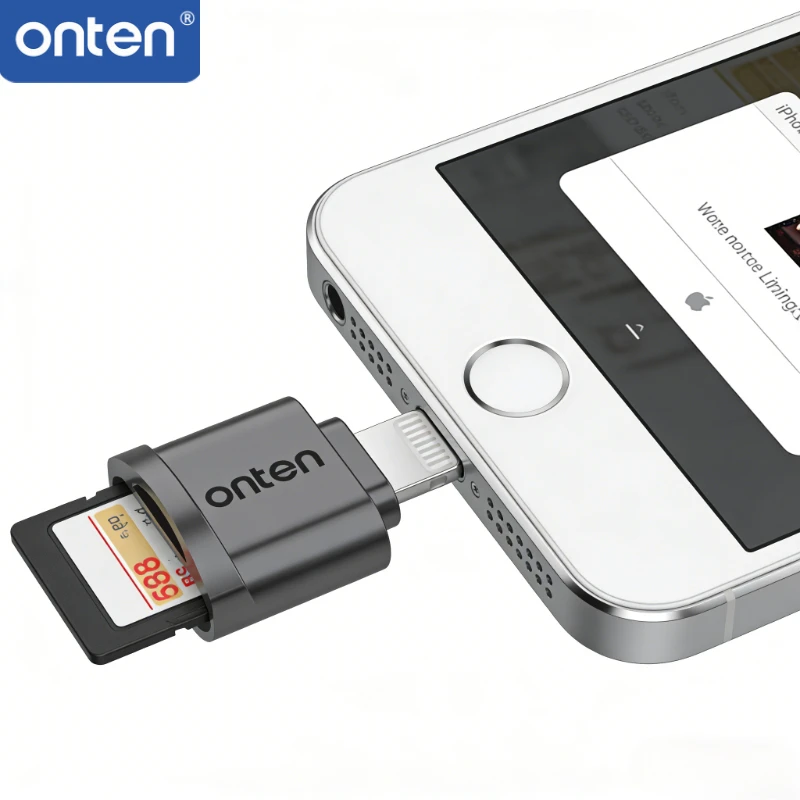 ONTEN OTG-kaartlezer Lightning Type C Micro SD TF-adapter Hoge snelheid geheugenkaartlezer Compatibel met iPhone Android