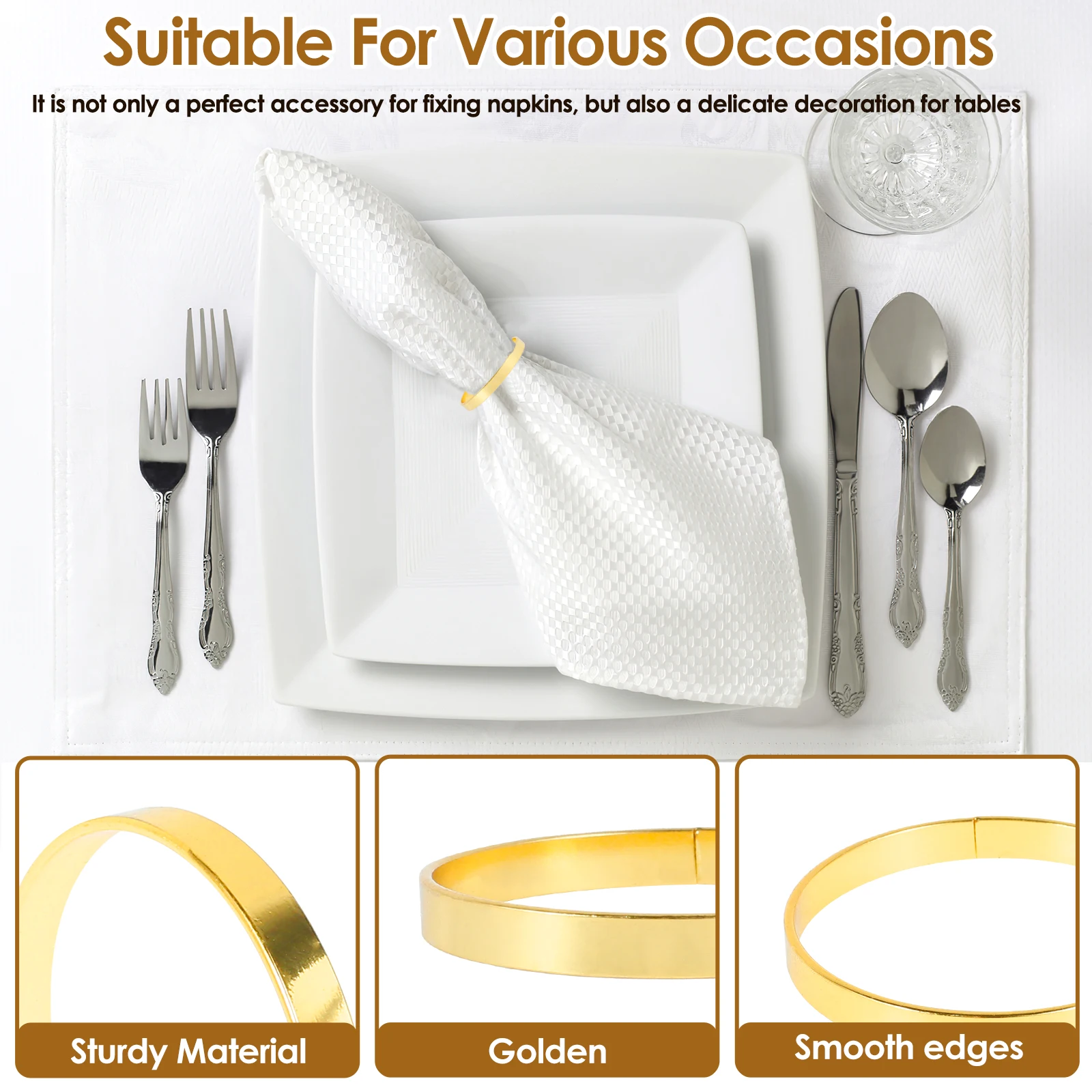 16/100 Metal Napkin Rings Delicate Gold Napkin Ring Rack Simple Napkin Buckle For Wedding Banquet Table Decoration Napkin Rings