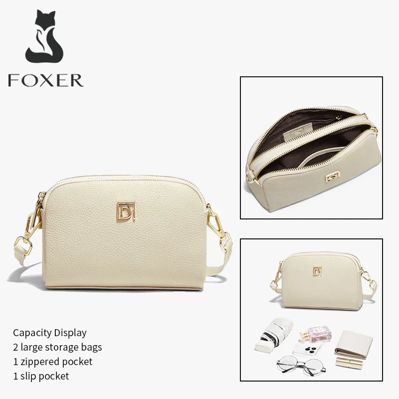 FOXER Lady's Shoulder Bag Genuine Leather Casual Crossbody Bag Solid High Quality Commute Mother's Day Gift image 3