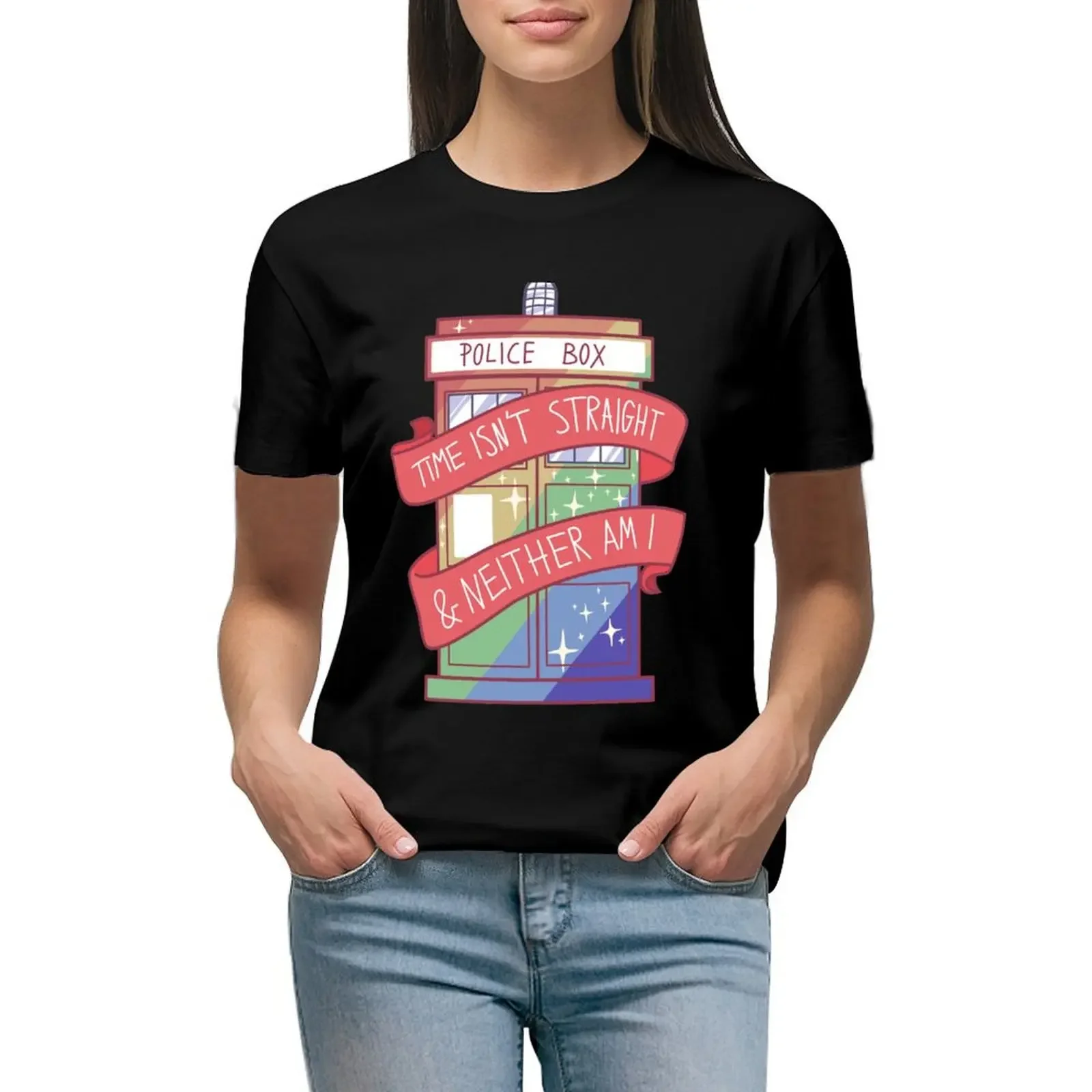 

Time isn't straight and neither am I T-Shirt summer tops shirts graphic tees heavyweights ariat shirts for Women