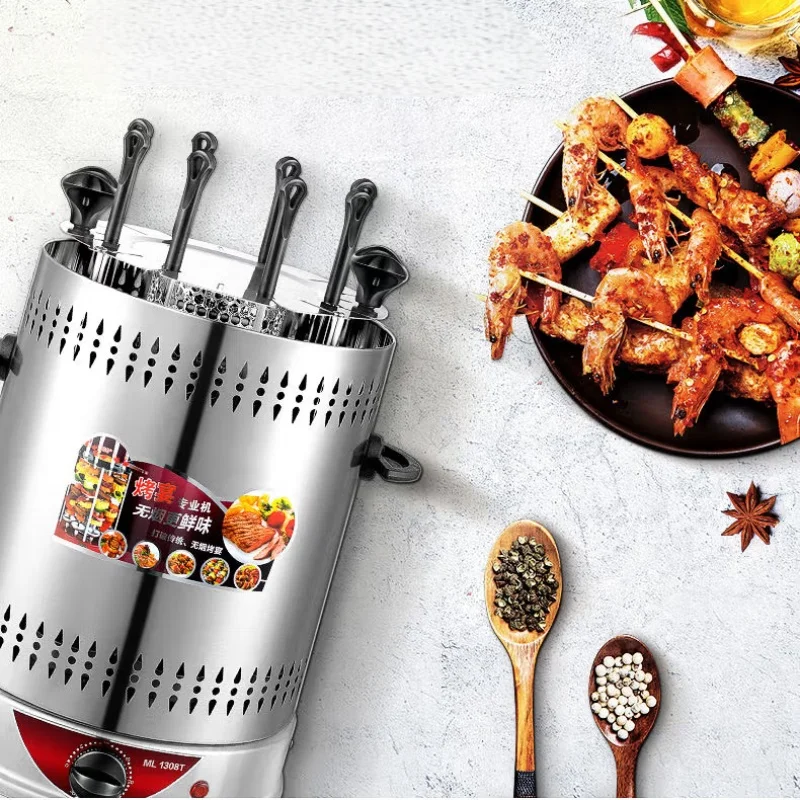 

Электрический гриль-шампур, машина для барбекю, бездымное время, автоматическое вращение, домашняя жареная баранина, шашлыки