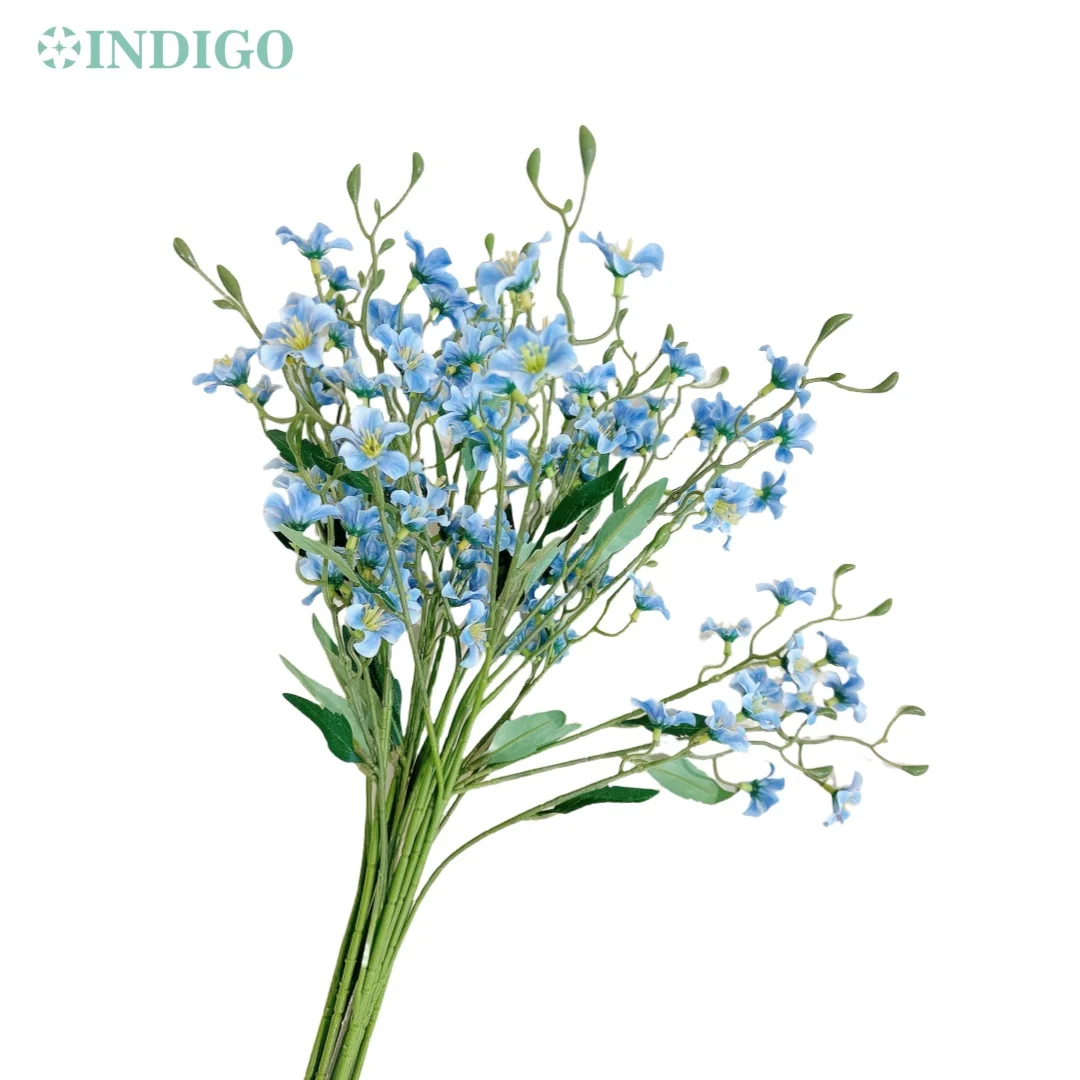 INDIGO-Artificial Flower Delphinium Dining Table Centerpiece Decoration, Hyacinth, Home Fower Arrangment, 72CM, 9PCS