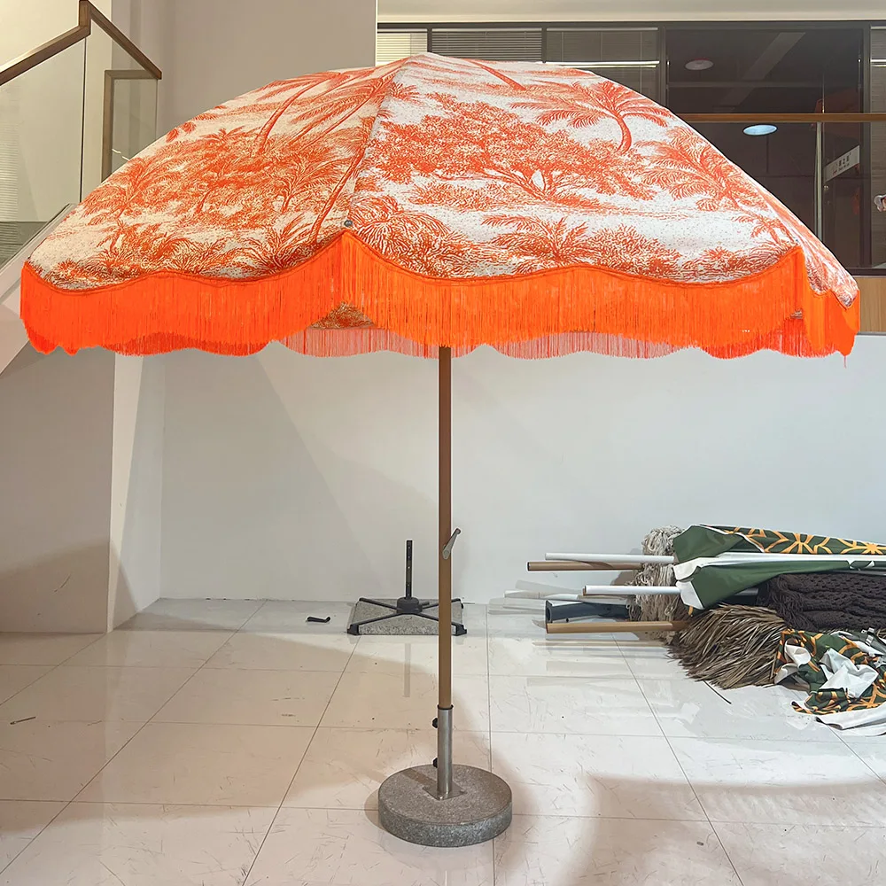New Design Large Factory Manufacture Center Pillar Aluminum Custom Umbrella Print Foldable Outdoor Sunshade Waterproof Windproof