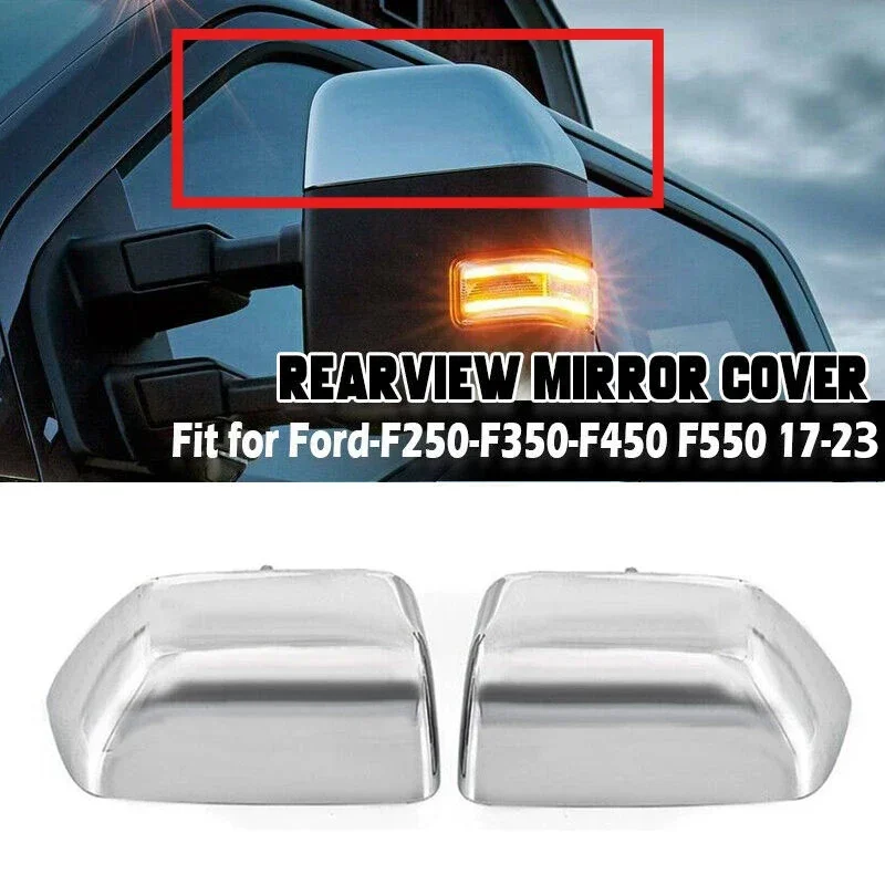 1Pair Car Rearview Mirror Side Cover Cap Wing Mirror Cover Trim For Ford F-250 F-350 F-450 F-550 Super Duty 2017 2018 2019-2023