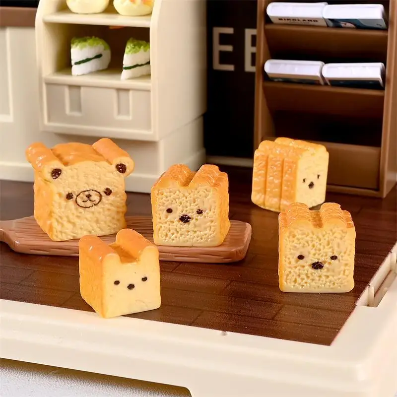 5개/세트 인형의 집 포장된 토스트 빵 모델 귀여운 미니어처 주방 음식 장난감 어린이 놀이 장난감 마이크로 조경 장식 장식품 선물
